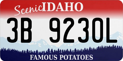 ID license plate 3B9230L
