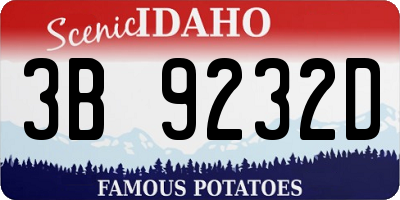 ID license plate 3B9232D