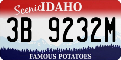 ID license plate 3B9232M