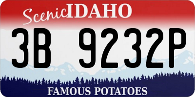ID license plate 3B9232P