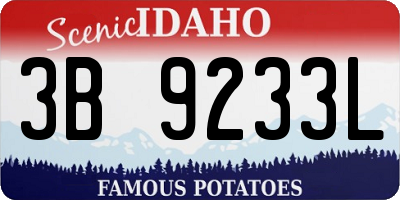 ID license plate 3B9233L