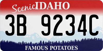 ID license plate 3B9234C