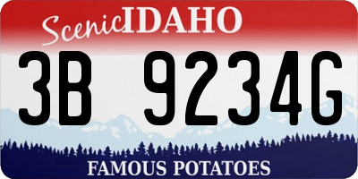 ID license plate 3B9234G