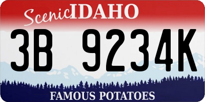 ID license plate 3B9234K