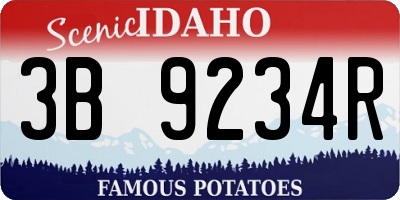 ID license plate 3B9234R