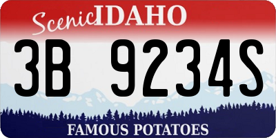 ID license plate 3B9234S