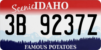 ID license plate 3B9237Z