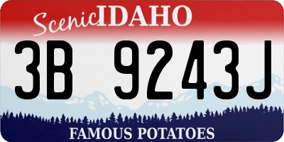 ID license plate 3B9243J