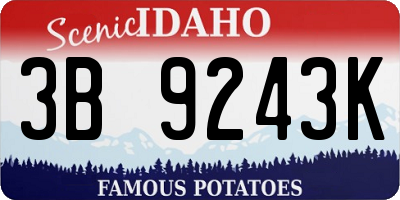 ID license plate 3B9243K