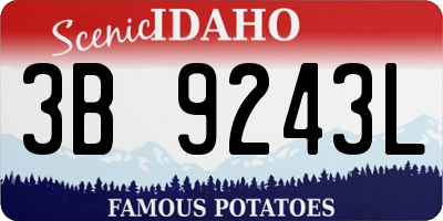 ID license plate 3B9243L