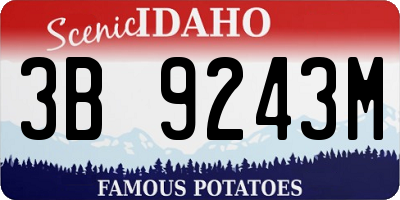 ID license plate 3B9243M