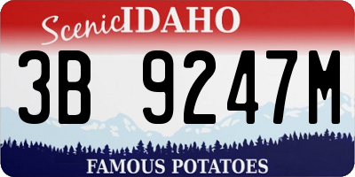 ID license plate 3B9247M