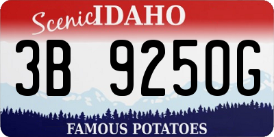 ID license plate 3B9250G