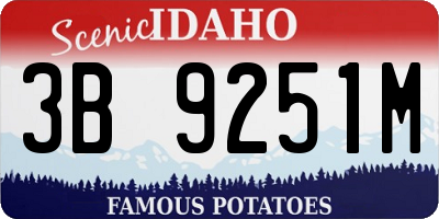 ID license plate 3B9251M