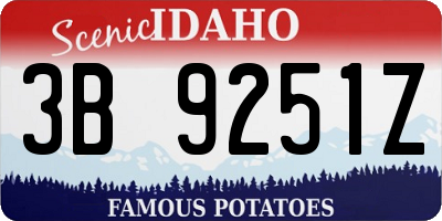 ID license plate 3B9251Z