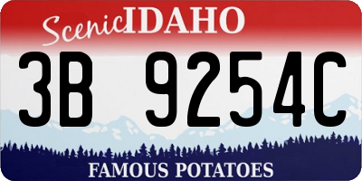 ID license plate 3B9254C