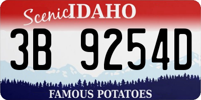 ID license plate 3B9254D