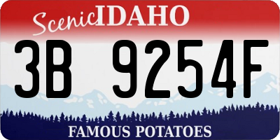 ID license plate 3B9254F