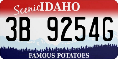 ID license plate 3B9254G