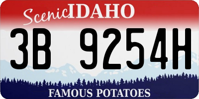 ID license plate 3B9254H