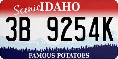 ID license plate 3B9254K