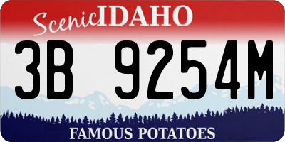 ID license plate 3B9254M