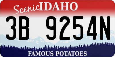 ID license plate 3B9254N