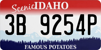 ID license plate 3B9254P