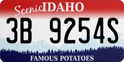 ID license plate 3B9254S
