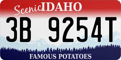 ID license plate 3B9254T