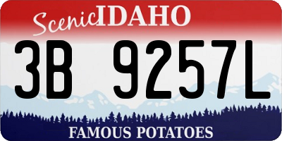 ID license plate 3B9257L
