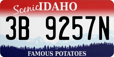 ID license plate 3B9257N