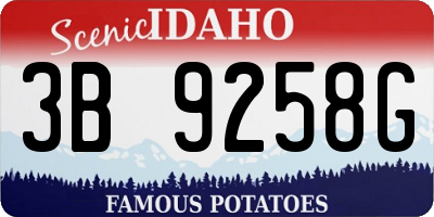 ID license plate 3B9258G