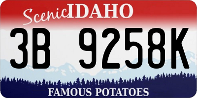 ID license plate 3B9258K