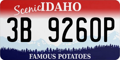 ID license plate 3B9260P