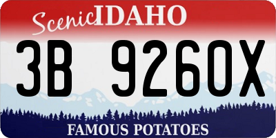 ID license plate 3B9260X