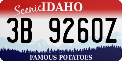 ID license plate 3B9260Z