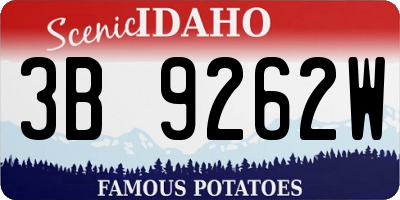 ID license plate 3B9262W