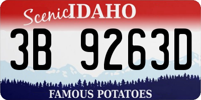 ID license plate 3B9263D