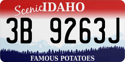 ID license plate 3B9263J