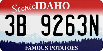 ID license plate 3B9263N