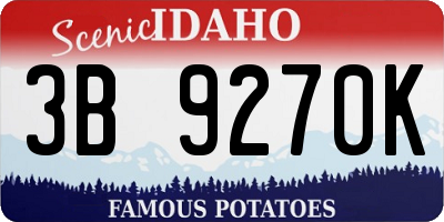 ID license plate 3B9270K