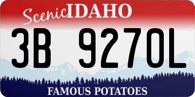 ID license plate 3B9270L