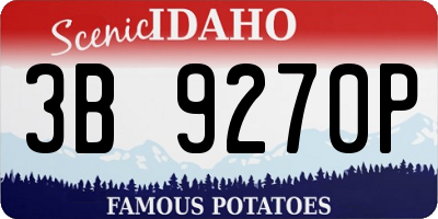 ID license plate 3B9270P