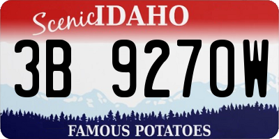 ID license plate 3B9270W