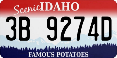 ID license plate 3B9274D