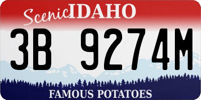 ID license plate 3B9274M