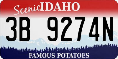 ID license plate 3B9274N