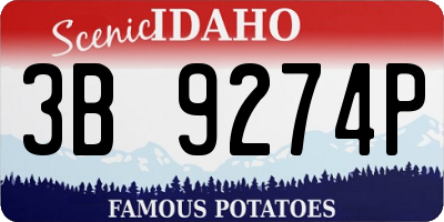 ID license plate 3B9274P
