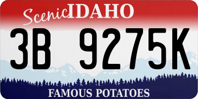 ID license plate 3B9275K